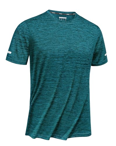 TACVASEN Herren Atmungsaktiv Laufshirts Sommer Lässige T-Shirts Schnell Trocknend Activewear-T-Shirts Sportshirt, Waldgrün, L