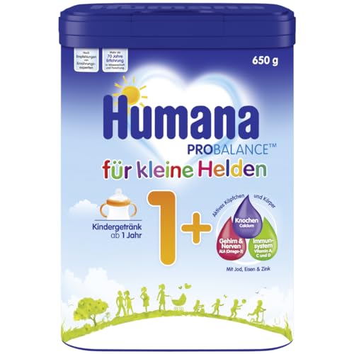 Humana Kindergetränk 1+, ab 1 Jahr, Milchpulver für Kindermilch, nährstoffreiche Milch für Kleinkinder, als gelegentliches Milchgetränk oder zur Mahlzeit, 650 g