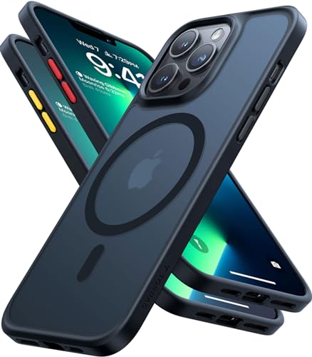 TORRAS Guardian-Mag für iPhone 13 Pro Hülle für MagSafe (Nr.1 Magnetstärke＋Militärschutz) Samtige Touch Matt Durchscheinende Rückseite Handyhülle Schwarz