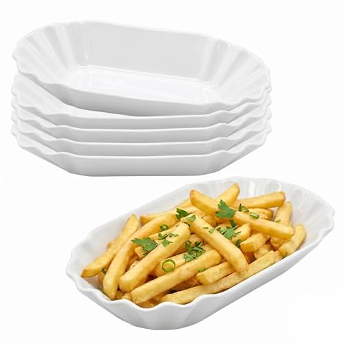 Spetebo Pommesschale Porzellan 20 cm - 6er Set - Keramik Currywurst Schale