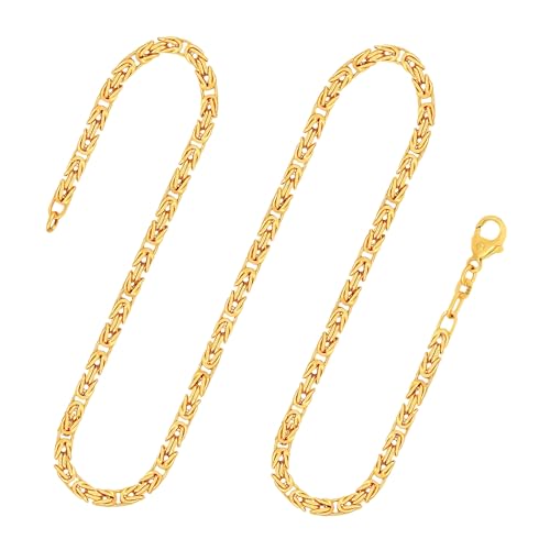 EDELIND Königskette Gold - Echtgold 585, Kette 3.2 mm mit Stempel, Gelbgold Halskette aus Deutschland, Herren Goldkette mit Karabinerverschluss, Länge 75 cm, Gewicht ca. 54.7 g.