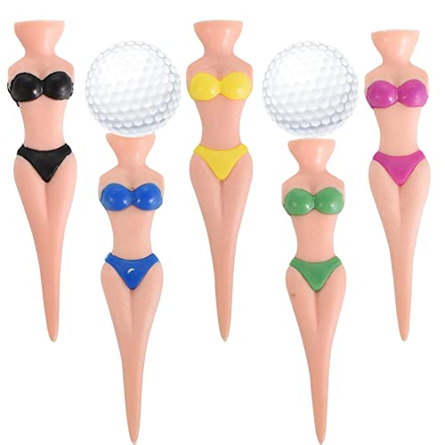 Colexy Golf Tees Lustig Dame Bikini 5 Stücke 76 mm/ 3 Zoll Lustig Golf Tees Mädchen Golf Tees Damen Golf Tees Kunststoff Golf Tees für Männer Frauen Golftraining Golf Zubehör Golf Übungs