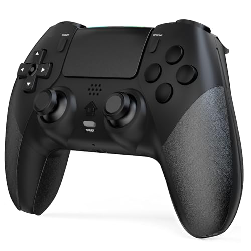 Shiptree Wireless Controller für PS-4, Game Controller Kompatibel mit PS-4/Slim/Pro mit 2 Programmierbaren Tasten, Gamepad mit Trubo/Dual Vibration/6-Achsen Gyro Sensor/Touchpanel Schwarz