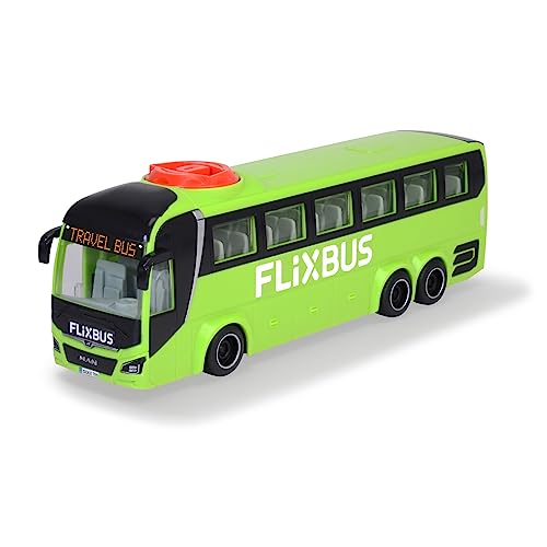 Dickie Toys MAN FlixBus Grün (26,5 cm) - Lenkbarer Bus Spielzeug mit Freilauf & öffnenden TüRen - Lizenzierte Spielzeugautos für Kinder ab 3 Jahren - Reise-Autobus zum Spielen - 203744015