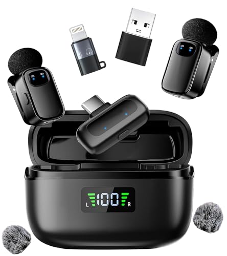 Mini Mikrofon für iPhone Android Handy,Kabelloses Lavalier Ansteckmikrofon mit USB-C,3 Stufen Rauschunterdrückung, Sie können den Ton umschalten,für Videoaufnahmen, Vlog, TikTok, YouTube,Plug and Play