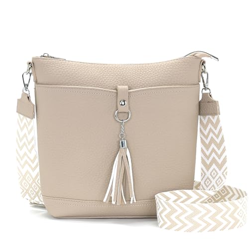 Sasrymnl große umhängetasche damen mittelgroß beigegrau handtasche damen mittelgroß handtasche damen groß Veganes Leder crossbody bag damen groß