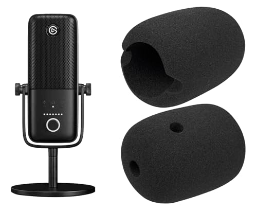 SOULWIT 2 Stück Mikrofon Pop Filter für Elgato Wave 3(Wave:3), Ersatz Schutz Mikrofon Schaum Abdecken Windschutz