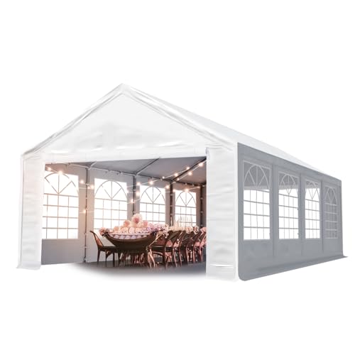 TOOLPORT Partyzelt 4x8 m Pavillon Starke PVC 600 N Plane wasserdicht und schneller Aufbau