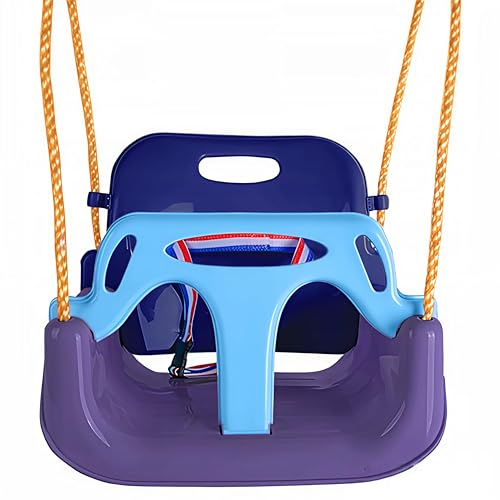 KRUMAD Kinderschaukel Indoor & Outdoor, 3-in-1 Baby Schaukel, Verstellbare Seile 110-210 cm, Belastbar bis 60 kg, Babyschaukel mit Sicherheitsgurt, Kleinkind Schaukel, Blautöne