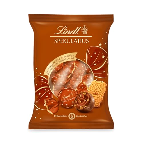 Lindt Schokolade | Spekulatius Doppeldreh Kugeln Beutel | 101g | 9 zarte Nougatcrème Kugeln mit knusprigem Spekulatius in Vollmilchschokolade | festliches Schokoladen-Geschenk zu Weihnachten