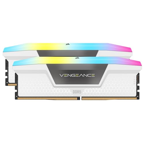 CORSAIR Vengeance RGB DDR5 RAM 32GB (2x16GB) 6000MHz CL30-36-36-76 1.4V AMD Expo & Intel XMP Desktop-Computer-Speicher - Weiß (CMH32GX5M2B6000Z30W)