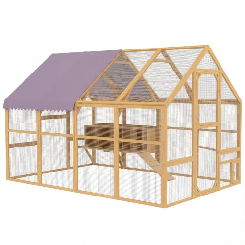 PawHut Hühnerstall 5,2m² 2,8x1,8x1,9m mit Freilauf Sicherheitsschloss Gelb