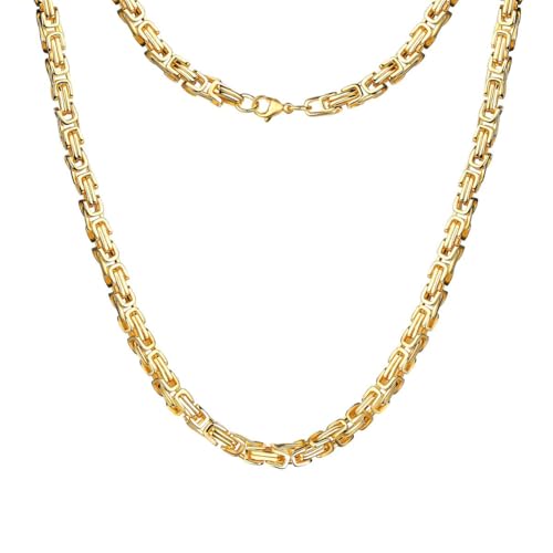 DJADEE Königskette Herren Gold 750 vergoldet 18 Karat – Wasserfeste Halskette – Edelstahl 316L Panzerkette Stil – Anlaufgeschützt & Hypoallergen – inkl. Geschenkbox