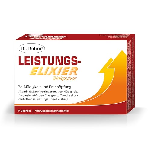 Dr. Böhm Leistungselixier: Bei Müdigkeit und Erschöpfung, Trinkpulver zur Unterstützung der Nerven, Leistungsfähigkeit und Konzentration, 14 Sachets Brausegranulat