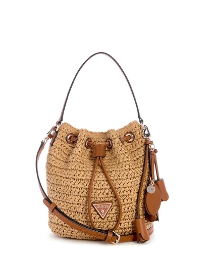 GUESS Umhängetasche Handtasche Ofelia Top Handle Bucket Natural/Cognac hellbraun
