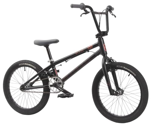 KHE Blaze 18 Zoll BMX Fahrrad 2025 – 9,3kg leicht, Aluminiumrahmen, 360° Rotor, U-Bremsen v/h, Industrie-Tretlager – Freestyle BMX für Kinder ab 125 cm – Park, Street, Pumptrack – Schwarz