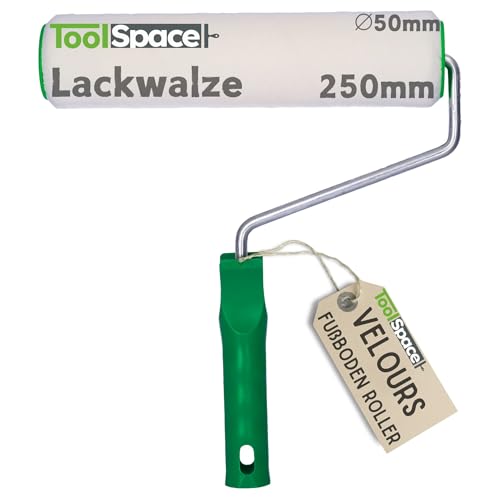 ToolSpace Velours Lackwalze - Φ50 mm - 25 cm - Fußboden und Möbelroller - Lackrollen für Lacke - Schaumwalze, Farbrolle für Holz, Streichen von Möbeln - Epoxidfarben Polyesterharze - Extrem Haltbar