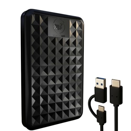 ModusTech Facet 500GB Externe Festplatte Tragbar USB-C/USB 3.1 5Gbps — Kompakte High Speed HDD für Backup, Datensicherung, Gaming, PC, Mac, Laptop, PS4, Xbox, Smart TV (Schwarz)