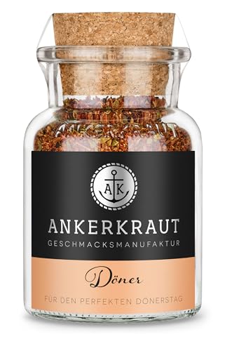 Ankerkraut Döner, Gewürzzubereitung, Döner Kebap für zuhause, mit Knoblauch, Chili, Cumin, Meersalz und Paprika edelsüß, 90 g im Korkenglas