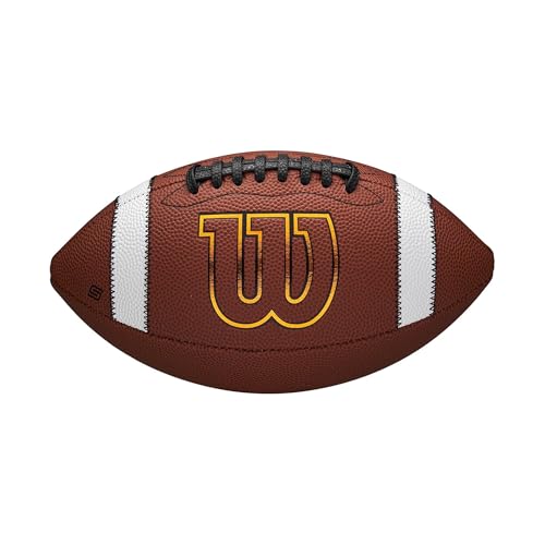 Wilson GST SpeedSkin Football, Mit Außenhülle aus Leder und ACL-Präzisionsschnürung, Für verbesserten Grip und präzise Würfe, Farbe: Braun, Offizielle Größe