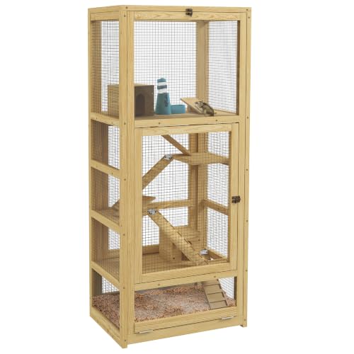 PawHut Käfig für Hamster oder Mäuse 5 Ebenen 54x38x131 cm Natur