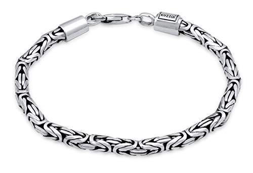 Kuzzoi Buddha Silber-Armband für Herren handgefertigtes Königskettenarmband aus massiven 925 Sterling Silber Herrenarmband (4 mm) mit Karabiner, 18g schwer, 0206141819