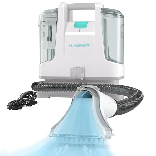 HAUSHOF Waschsauger Teppichreiniger, StainZapper Fleckenreiniger für Teppich mit Reinigungsmittel, Sofa, Vorleger, Polster, Treppen, Auto, 28,5cm X 15cm X 26,5cm, 400W, Weiß/Grau
