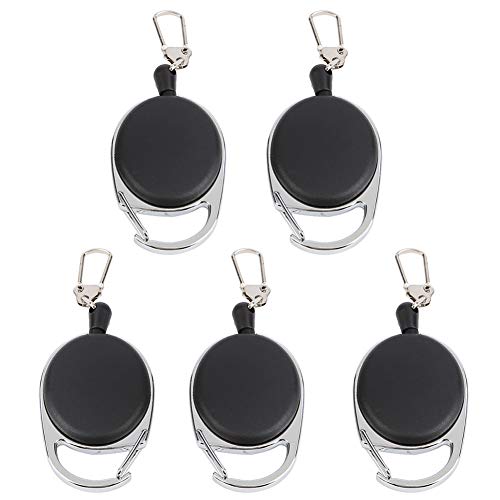Dilwe Einziehbarer sselanh?nger, Key Holder 5pcs, 60cm Nylonseil, Metallclip, f¨¹r Ausweise, Haushalt, B¨¹ro, Reisen, robust