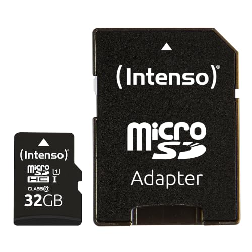 Intenso Premium microSDHC 32GB Class 10 UHS-I Speicherkarte inkl. SD-Adapter (bis zu 90 MB/s), schwarz