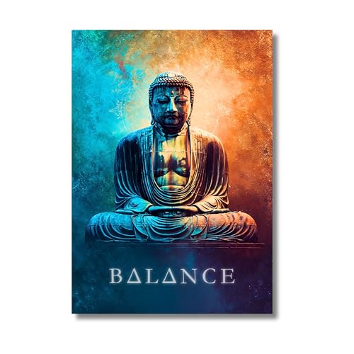 XXL Buddha Wandbild – moderne Meditationskunst in Türkis & Kupfer | Spirituelles Poster mit Mandala für Ruhe, Gelassenheit & Feng Shui Atmosphäre im Wohnzimmer oder Yoga Raum DinA1 (DinA1)