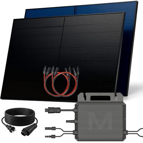 SUNNIVA 1000W Balkonkraftwerk BIFAZIAL FULLBLACK komplett Steckdose MARSTEK 800W Wechselrichter, PV Solaranlage, 2x 500W Glas-Glas Solarmodule, inkl. 5m Kabel, Bluetooth WIFI, Komplettset