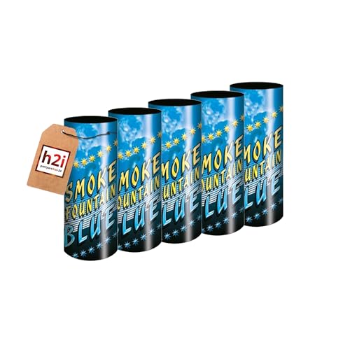 h2i Rauch Vulkan Fontäne | 5 Stück | Blau | 40 sek | Smoke Tube Rauchfackel Rauchtopf Rauchgenerator Rauchbombe mit dichtem kräftigem Rauch |B7| Ganzjahresfeuerwerk Kat T1/F1