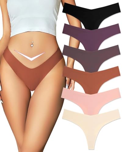 ALL OF ME 6er Pack Seamless String Tanga Damen Unterhosen Sexy Unterwäsche Dessous Frauen Nahtlos Slips No Show Underwear Thongs Women Panties Mehrpack XS-XL,A-6,M