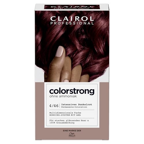 CLAIROL PROFESSIONAL colorstrong dauerhafte, multidimensionale Haarfarbe ohne Ammoniak - mit stärkendem AHA-Bonding-System - 4/46 Intensives Dunkelrot