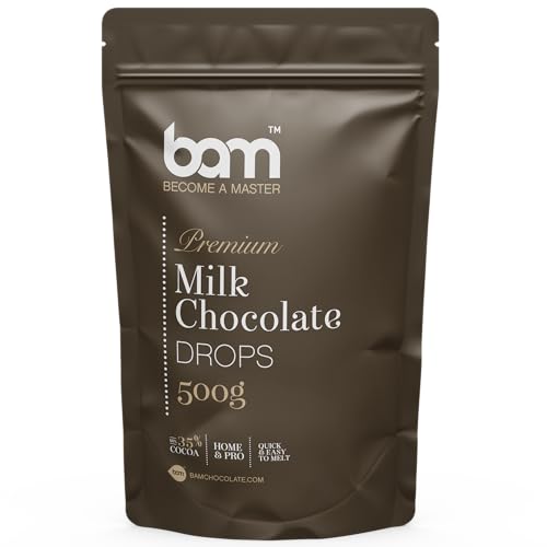BAM Milchschokolade Drops, Tropfen, Callets zum Schmelzen, Backen für Zuhause und Profi (500 g)