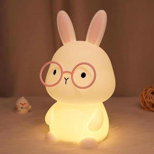 YuanDian Bunny Nachtlicht,8 Farben+Dimmbar+Timer Hase Nachtlampe Kinderzimmer Deko,Sehr Weich Silikon Kawaii Hasen Nachtlampe für Kinder, ostergeschenke kinder Schlaflichter Nachtlicht Baby