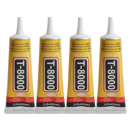 4 PCS T8000 Handy Display Kleber für Sup Reparatur, T8000 Display Kleber Smartphone, Displays Reparatur Flüssigkeit, Smartphone Klebers für Holz, Glas, Stoff, Keramik, Metall und mehr (15ml/pc)