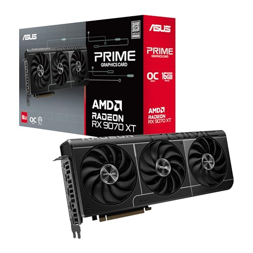 ASUS Prime Radeon RX 9070 XT OC Edition 16GB GDDR6 Gaming Grafikkarte (AMD Radeon RX9070XT, PCIe 5.0, 1x HDMI 2.1b, 3X DisplayPort 2.1a, 2.5-Slot-Design, PRIME-RX9070XT-O16G)