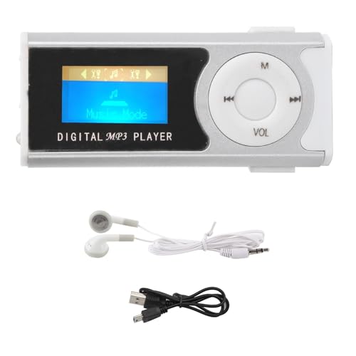 mp3 Player,Mp3 Player,Tragbare Sport-Mp3-Taschenlampe,Backclip,LCD-Sn-Musik-Media-Player,Mp3- Und Mp4-Player-Zubehör,Hör- Und Kopfhörer (Silver)