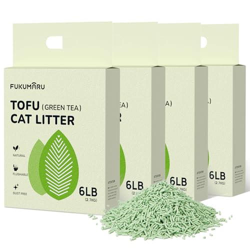 FUKUMARU Tofu Katzenstreu 10,8 kg - Klumpendes Katzenstreu, Geruchsbekämpfung mit grünem Teearoma, staubfrei und leicht klumpend, spülbar in der Toilette.