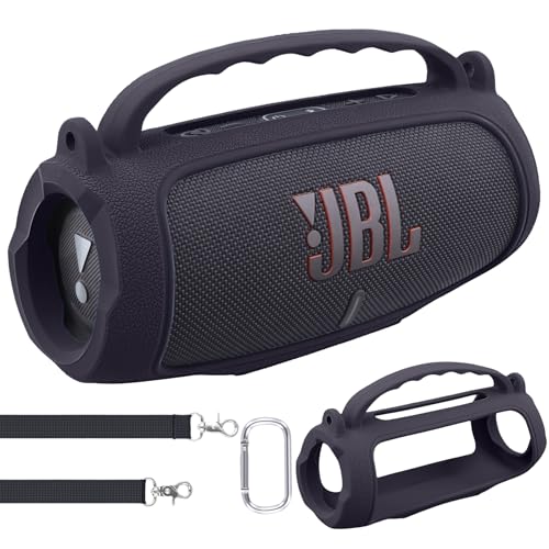co2CREA Silikonhülle Tragetasche für JBL Charge 5 WiFi und Bluetooth Lautsprecher,tragbare ultraleichte Silikon Schutzhülle mit Karabiner und Schultergurt