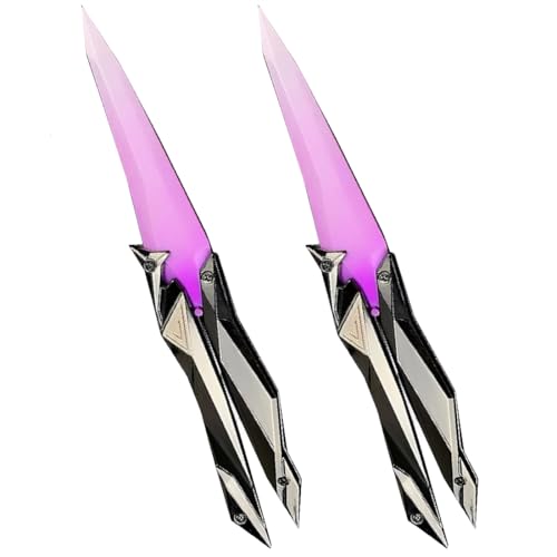 SUJEBKC 2 Valorant-Spielzeugmesser aus Kunststoff, violetter Farbverlauf, Spielzeugrepliken aus dem Spiel Valorant