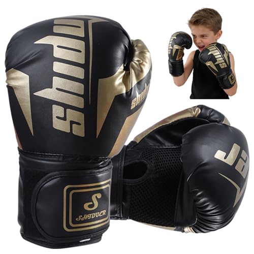 Kinder Boxhandschuhe, Boxing Training Gloves Für Jungen Und Mädchen, Jugendboxen Trainingshandschuhe Für Kickboxen, Boxen, Gemischte Kampfsportarten, MMA, Thai, Kampftraining (Schwarz)