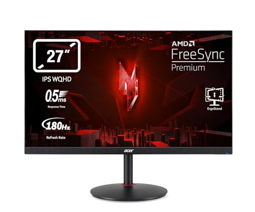 Acer Nitro XV271UM3 Gaming Monitor 27 Zoll (69 cm Bildschirm) WQHD, 180Hz DP, 144Hz HDMI, 0,5ms (GTG min.), 2xHDMI 2.0, DP 1.2, höhenverstellbar, drehbar, DP/HDMI FreeSync Premium