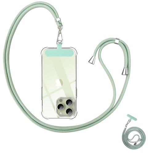 Anfire Handyband Universal für alle Smartphones,handy-kette zum umhängen mit Pad,Handyband Kordel Kette für Outdoor, Reise, Unterweg Handy-Halterung,Einstellbar und Abnehmbar,Grün