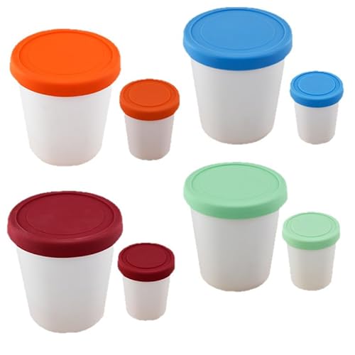 Zinueen 6er-Set Eisbehälter für Speiseeis 250ml, Gefrierdosen mit farbigen Deckeln, BPA-frei für selbstgemachtes Eis - Eisbecher mit Deckel zur Lagerung