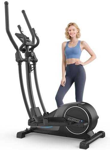 Cowmew Ellipsentrainer für Zuhause, Ultraleiser Magnetischer Crosstrainer mit 16 Widerstandsstufen, 8 kg Schwungrad, rutschfeste Pedale mit 42 cm Schrittlänge, Belastbarkeit 150 kg, LCD-Monitor