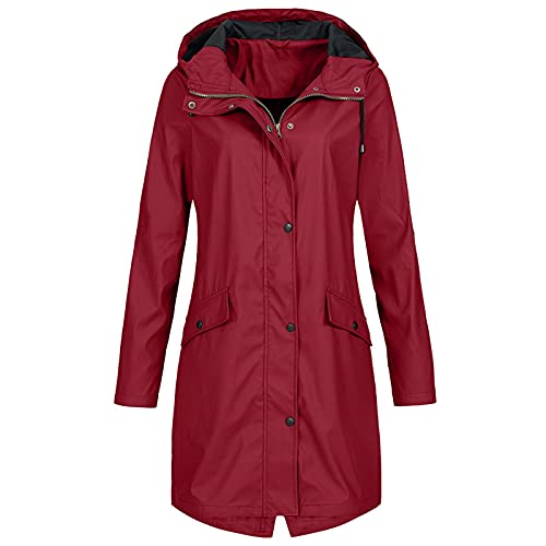 Regenjacke Damen Lang, Regenmantel Wasserdicht Atmungsaktiv Outdoorjacke