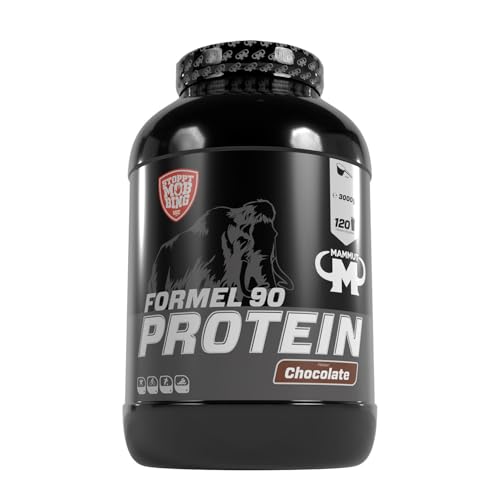Mammut Nutrition Formel 90 Proteinpulver Schoko – 3kg – 4-Komponenten Whey Protein Pulver mit Sojaproteinisolat, Milchprotein, Eiprotein & Vitamin B6 – 77% Eiweiß