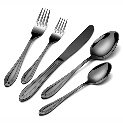 univionlions Besteck Set 8 Personen- 40 teiligs Schwarzes Besteckset